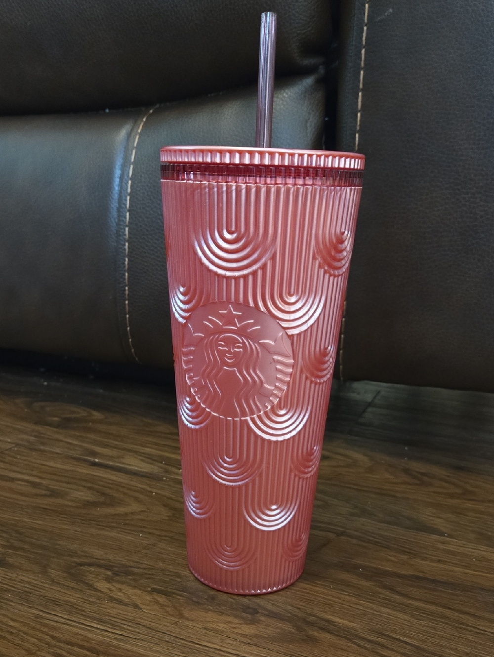 Starbucks Metallic Rose Pink Textured Cold Cup Venti